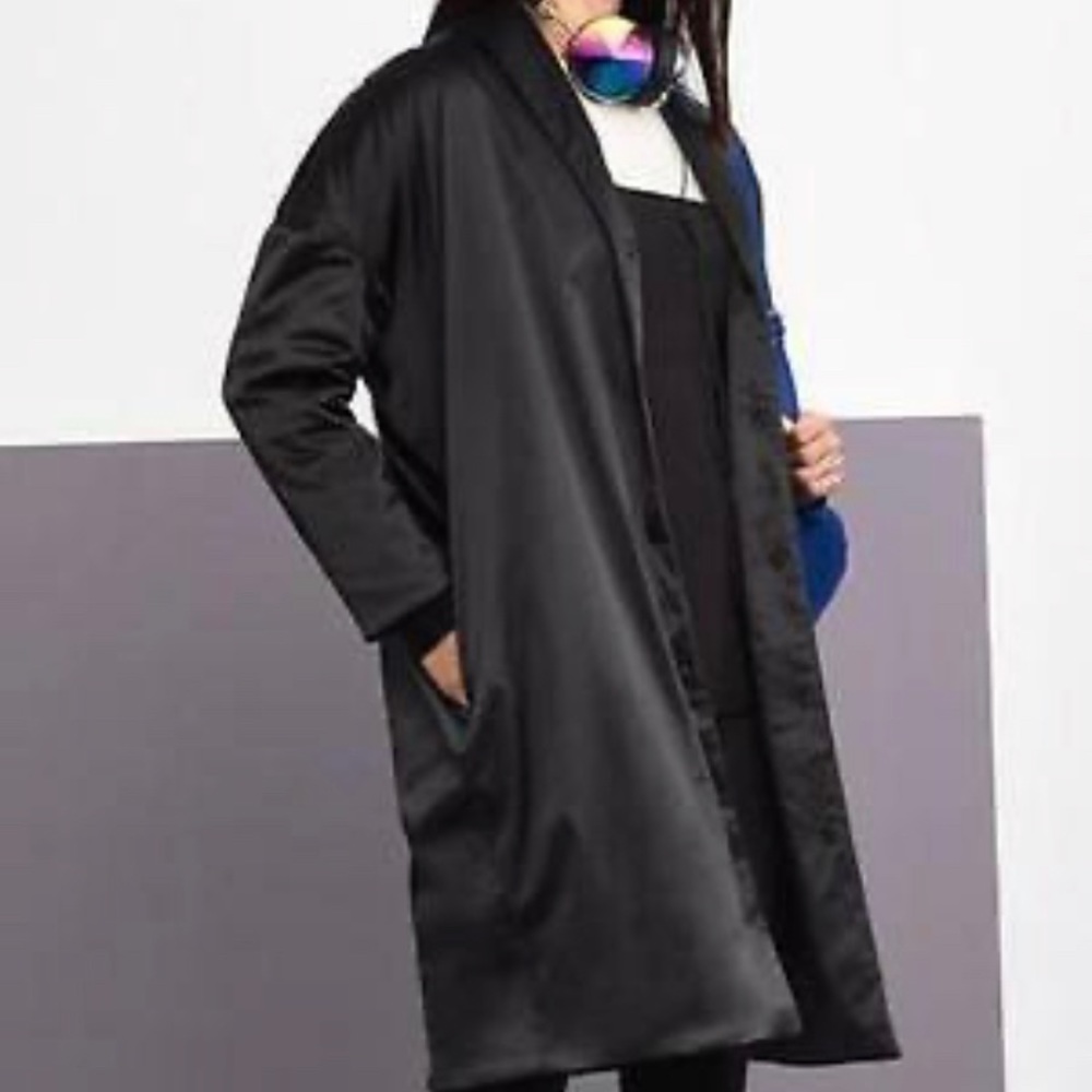 Derek Lam IOC Athleta Black Satin Coat Size XL